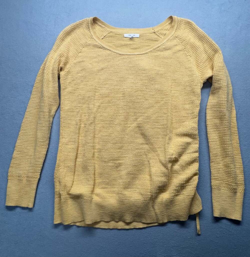 Maurices Size M Yellow Waffle Knit Long Sleeve Sweater
